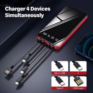 Slim Portable Charger With Fast Charging Light-Emitting Diode Display Screen Micro USB Cable-PVC 10000 mAh