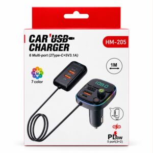 Car USB Charger 6 Multi-Port (2 Type-C+5V3.1A) - HM-205