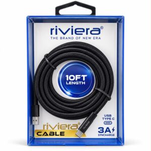 10FT [USB - Type C (PD)] Nylon Braided - Black w/ Black Shell
