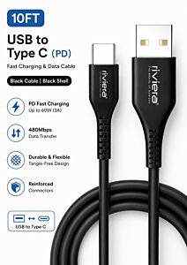 10FT [USB - Type C PD] - Black w Black Shell (27)