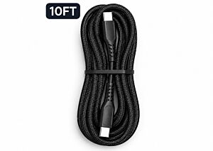 10FT Fast Charging Cable [Type C - Type C (PD)] Nylon Braided - Black