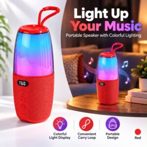 High Power RGB Light Portable Bluetooth Speaker - Red