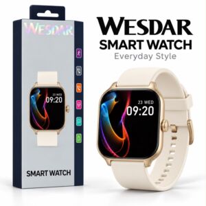 Bluetooth Smart Watch, Heart Rate Monitor, AI Voice, Custom Dial, All Language - Gold+Beige
