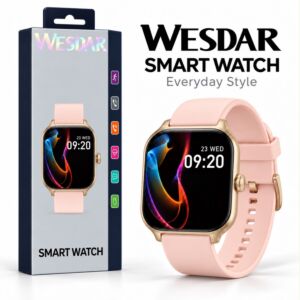 Bluetooth Smart Watch, Heart Rate Monitor, AI Voice, Custom Dial, All Language - Gold+Pink