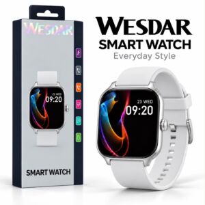 Bluetooth Smart Watch, Heart Rate Monitor, AI Voice, Custom Dial, All Language - Silver