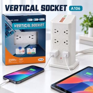 Vertical Power Socket - White