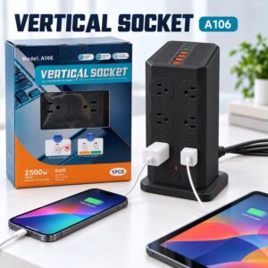 Vertical Power Socket - Black