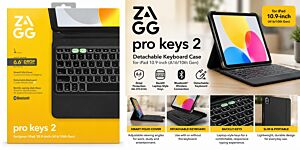 ZAGG Pro Keys 2 Detachable Bluetooth Keyboard Case for iPad 10.9" (A16 / 10th Gen) – Black