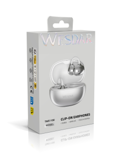 Clip-on Wireless Bluetooth Earphones - White