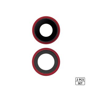 Premium Back Camera Lens with Bracket & Bezel for IP 11 - Red (2 Pcs Set)