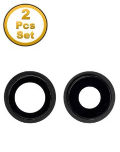 Premium Back Camera Lens with Bracket & Bezel for IP 12 Mini / 12 - Black (2 Pcs Set)