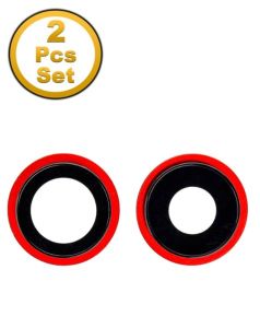 Premium Back Camera Lens with Bracket & Bezel for IP 12 Mini / 12 - Red (2 Pcs Set)