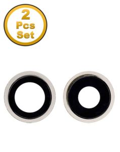 Premium Back Camera Lens with Bracket & Bezel for IP 12 Mini / 12 - White (2 Pcs Set)