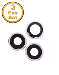 Premium Back Camera Lens with Bracket & Bezel for IP 12 Pro Max - Silver (3 Pcs Set)
