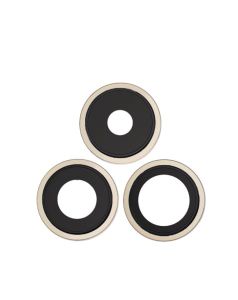 Premium Back Camera Lens with Bracket & Bezel for IP 14 Pro / 14 Pro Max - Gold (3 Pcs Set)