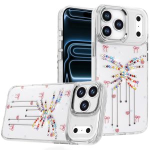 For iPhone 17 Pro Max Resin Epoxy Design Diamond Metal Edged Hybrid Case - J