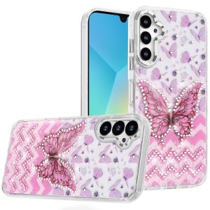 For Samsung A16 5G Resin Epoxy Design Diamond Metal Edged Hybrid Case - C