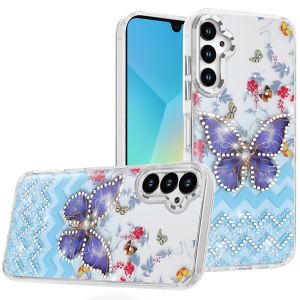 For Samsung A16 5G Resin Epoxy Design Diamond Metal Edged Hybrid Case - D