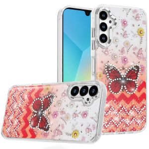 For Samsung A16 5G Resin Epoxy Design Diamond Metal Edged Hybrid Case - F