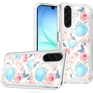 For Samsung A17 5G Beautiful TPU Designs Case Case - Pink Roses & Teal Teapots
