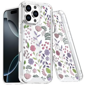 For iPhone 16 Pro Max 6.9 Beautiful TPU Designs Case Case - Purple and Green Wildflowers