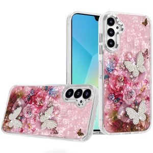 For Samsung A16 5G Epoxy Glitter Butterfly Ornaments Design HQ Metal Buttons Hybrid - 2