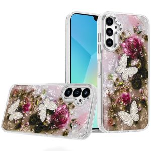 For Samsung A16 5G Epoxy Glitter Butterfly Ornaments Design HQ Metal Buttons Hybrid - 3