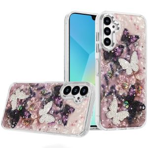 For Samsung A16 5G Epoxy Glitter Butterfly Ornaments Design HQ Metal Buttons Hybrid - 5