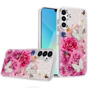 For Samsung A16 5G Epoxy Glitter Butterfly Ornaments Design HQ Metal Buttons Hybrid - 6