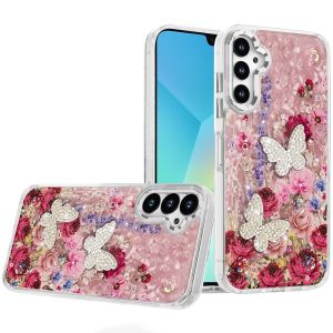For Samsung A16 5G Epoxy Glitter Butterfly Ornaments Design HQ Metal Buttons Hybrid - 7