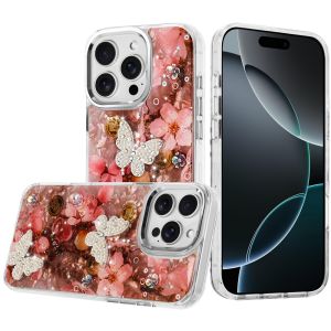 For iPhone 16 Pro Max 6.9 Epoxy Glitter Butterfly Ornaments Design HQ Metal Buttons Hybrid - 4