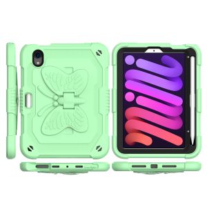 For Apple iPad Mini 6th Gen 8.3 inch (2021) Butterfly Kickstand 3in1 Tough Hybrid Case Cover with Shoulder Strap - Light Green