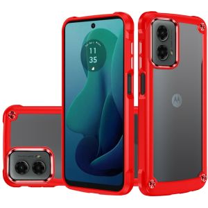 For Motorola Moto G 5G 2024 Ultimate CaseX Transparent Hybrid Case with Metal Buttons And Camera Edges - Red