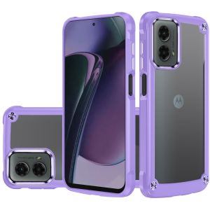 For Motorola Moto G Stylus 5G 2024 Ultimate CaseX Transparent Hybrid Case with Metal Buttons And Camera Edges - Light Purple