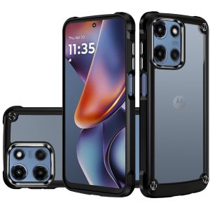 For Motorola Moto G 5G 2025 Ultimate CaseX Transparent Hybrid Case with Metal Buttons And Camera Edges - Black