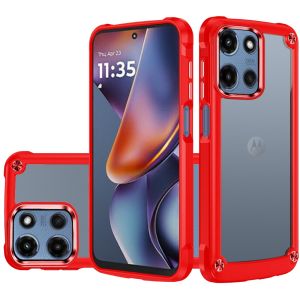For Motorola Moto G 5G 2025 Ultimate CaseX Transparent Hybrid Case with Metal Buttons And Camera Edges - Red