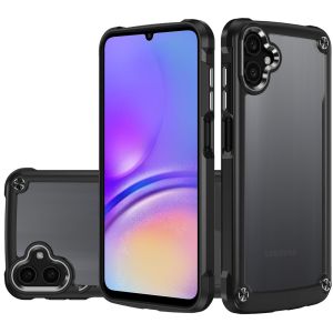 For Samsung A05 Ultimate CaseX Transparent Hybrid Case with Metal Buttons And Camera Edges - Black