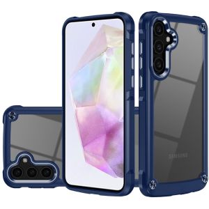 For Samsung Galaxy A36 Ultimate CaseX Transparent Hybrid Case with Metal Buttons And Camera Edges - Blue