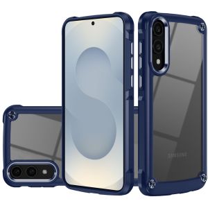 For Samsung Galaxy s25 Edge Ultimate CaseX Transparent Hybrid Case with Metal Buttons And Camera Edges - Blue