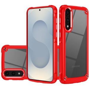 For Samsung Galaxy s25 Edge Ultimate CaseX Transparent Hybrid Case with Metal Buttons And Camera Edges - Red