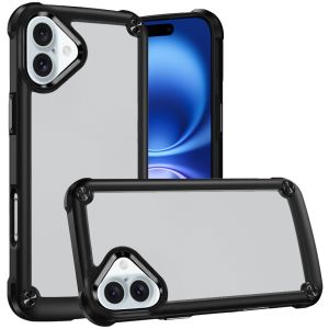 For iPhone 16 6.1 inch Ultimate CaseX Transparent Hybrid Case with Metal Buttons And Camera Edges - Black