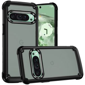 For Google Pixel 9 6.3inch Ultimate CaseX Transparent Hybrid Case with Metal Buttons And Camera Edges - Black