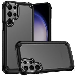 For Samsung Galaxy s24 Ultimate CaseX Transparent Hybrid Case with Metal Buttons And Camera Edges - Black