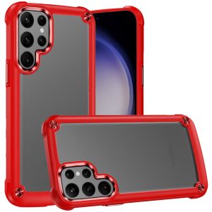 For Samsung Galaxy s24 Ultra Ultimate CaseX Transparent Hybrid Case with Metal Buttons And Camera Edges - Red