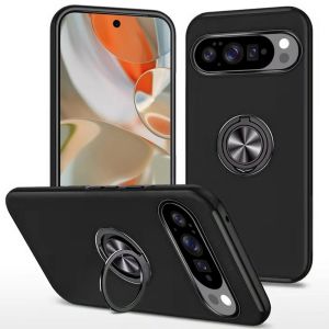 For Google Pixel 10 Pro XL CHIEF Oil Painted Magnetic Ring Stand Hybrid Case Cover - Black