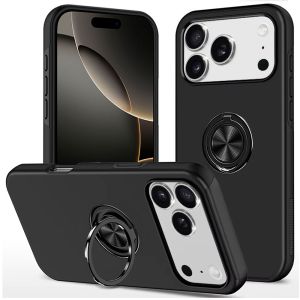 For iPhone 17 Pro Max CHIEF Oil Painted Magnetic Ring Stand Hybrid Case Cover - Black