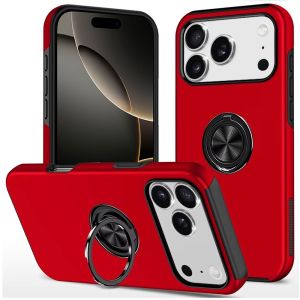 For iPhone 17 Pro Max CHIEF Oil Painted Magnetic Ring Stand Hybrid Case Cover - Red