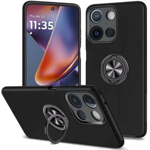 For Motorola Moto G 5G 2025 CHIEF Oil Painted Magnetic Ring Stand Hybrid Case Cover - Black