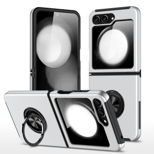 For Moto Flip 5 CHIEF Oil Painted Magnetic Ring Stand Hybrid Case Cover - Silver