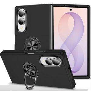 For Samsung Z Flip 8 Utter Tough Metal Ring Movable Camera Window Hybrid Case Cover - Black